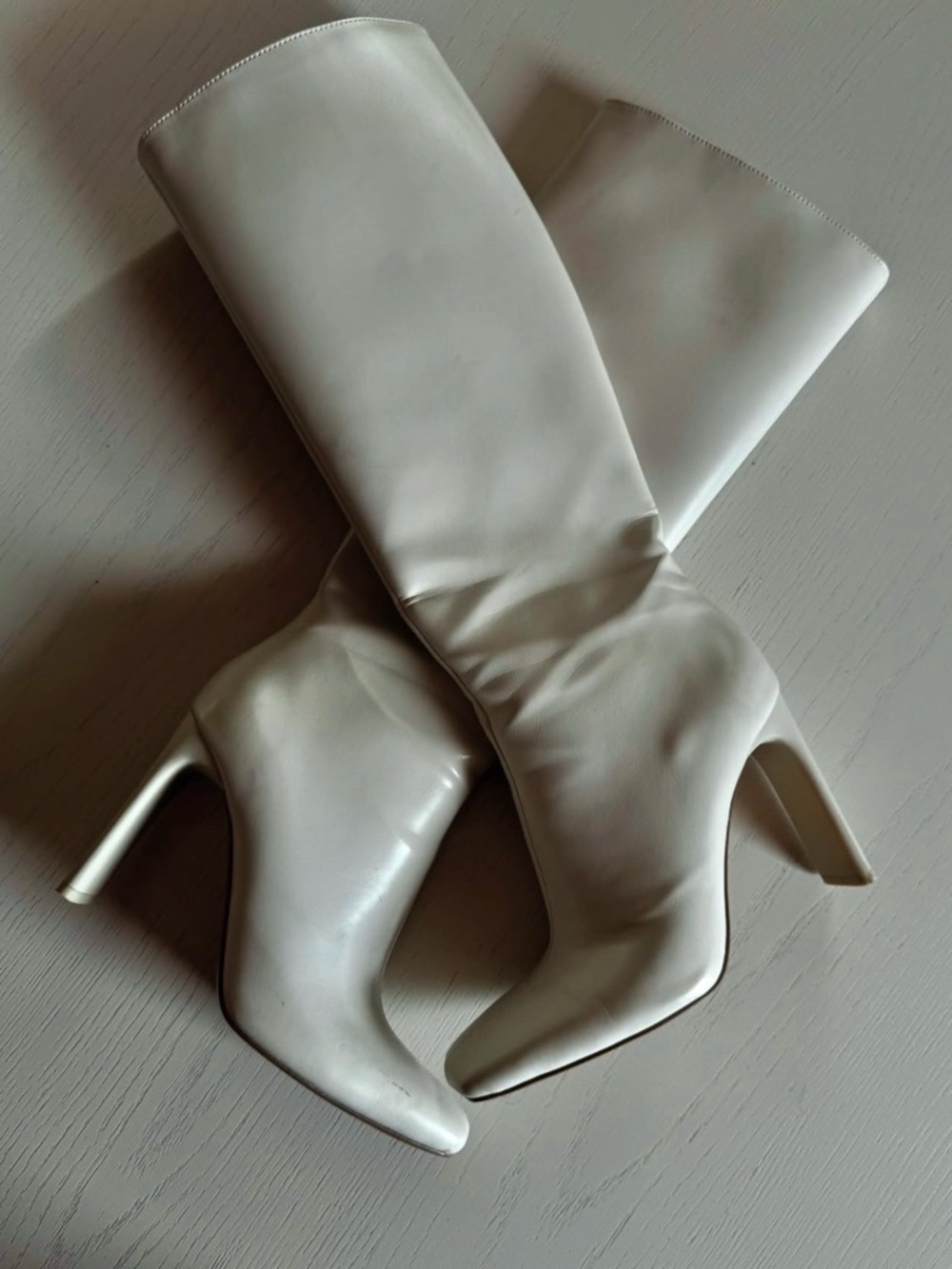 Zara tall knee white boots